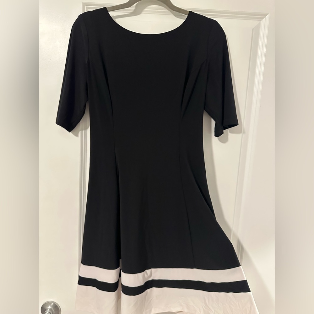Chaps Black Dress with White Trim